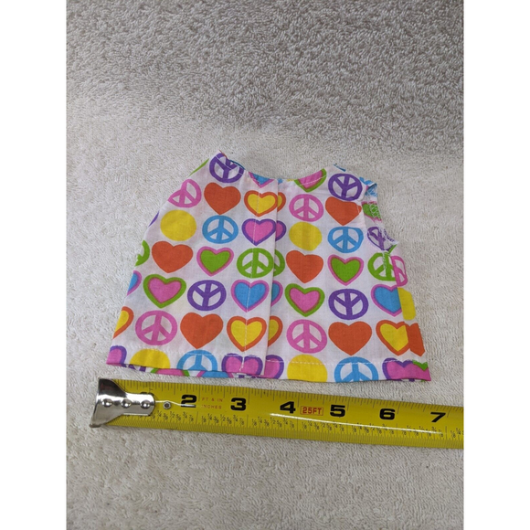 18" Baby Doll Turquoise Pant Outfit With Sleeveless Shirt Hearts/Peace Signs - Picture 2 of 5